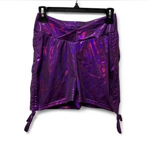 Metallic Purple Y2K 2000s Rave Festival Beach Women's Shorts